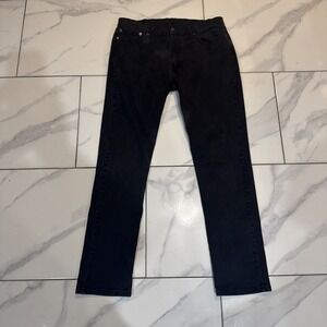 Levi's 511 Jeans Men's 36x32 Black Cotton Denim Straight Leg Workwear Dark‎ Wash